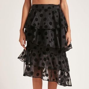 NWOT Tiered Ruffled Polka Dot Skirt